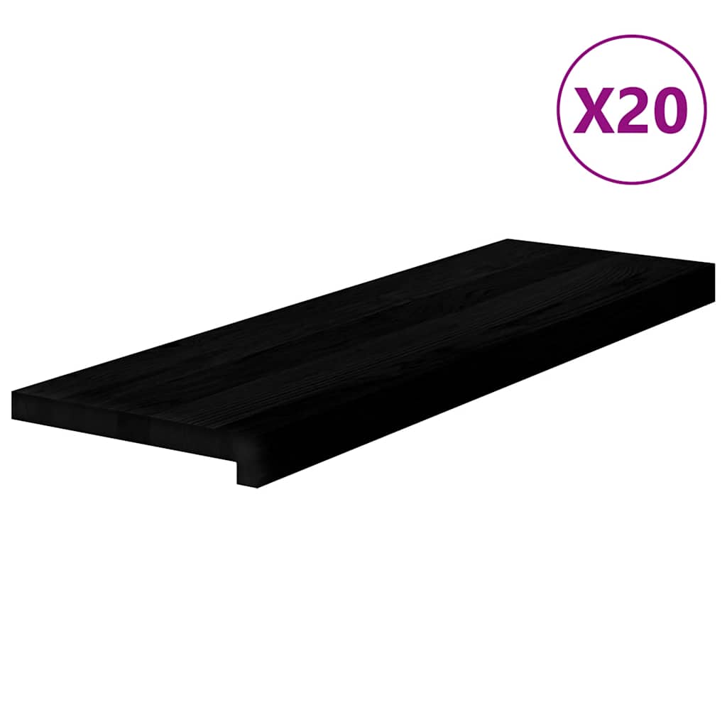trappemåtter 20 stk. brunsort 80x25x2 cm massivt egetræ