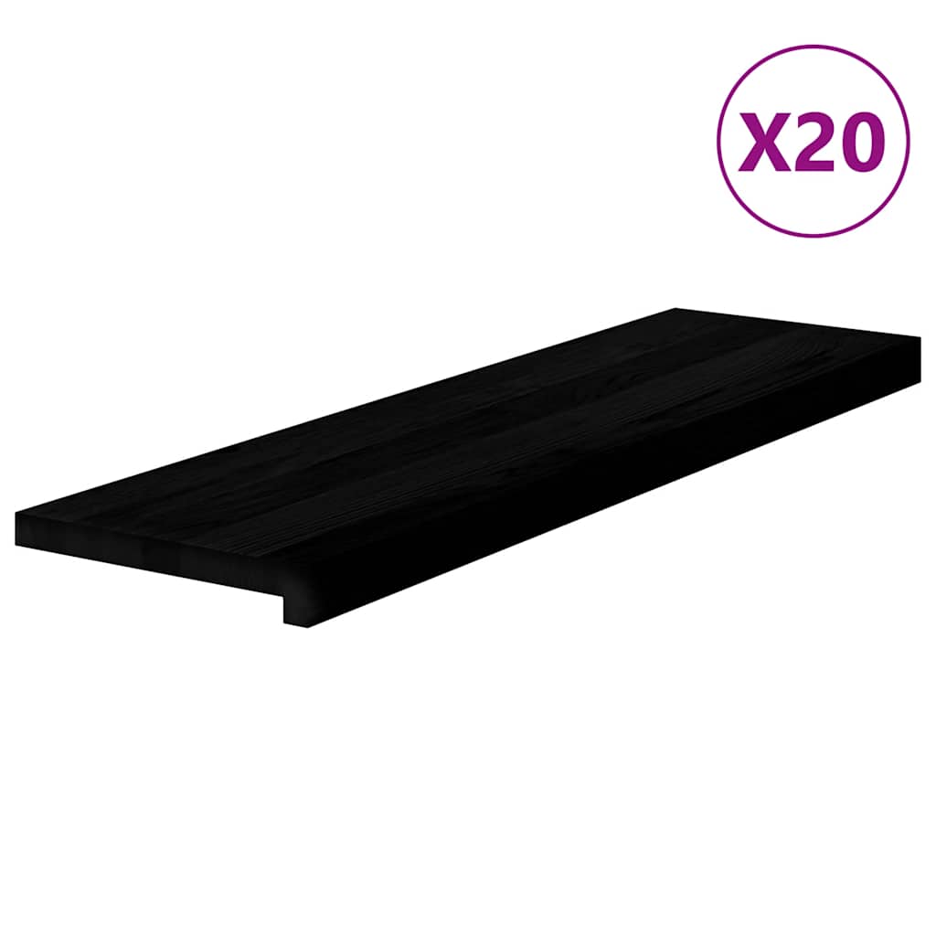 trappemåtter 20 stk. brunsort 90x25x2 cm massivt egetræ