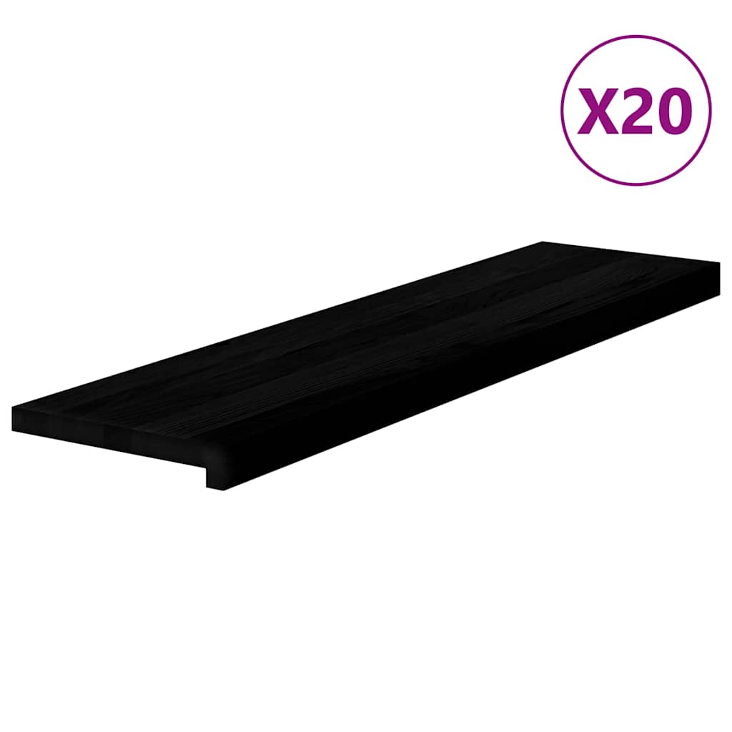 trappemåtter 20 stk. brunsort 100x25x2 cm massivt egetræ