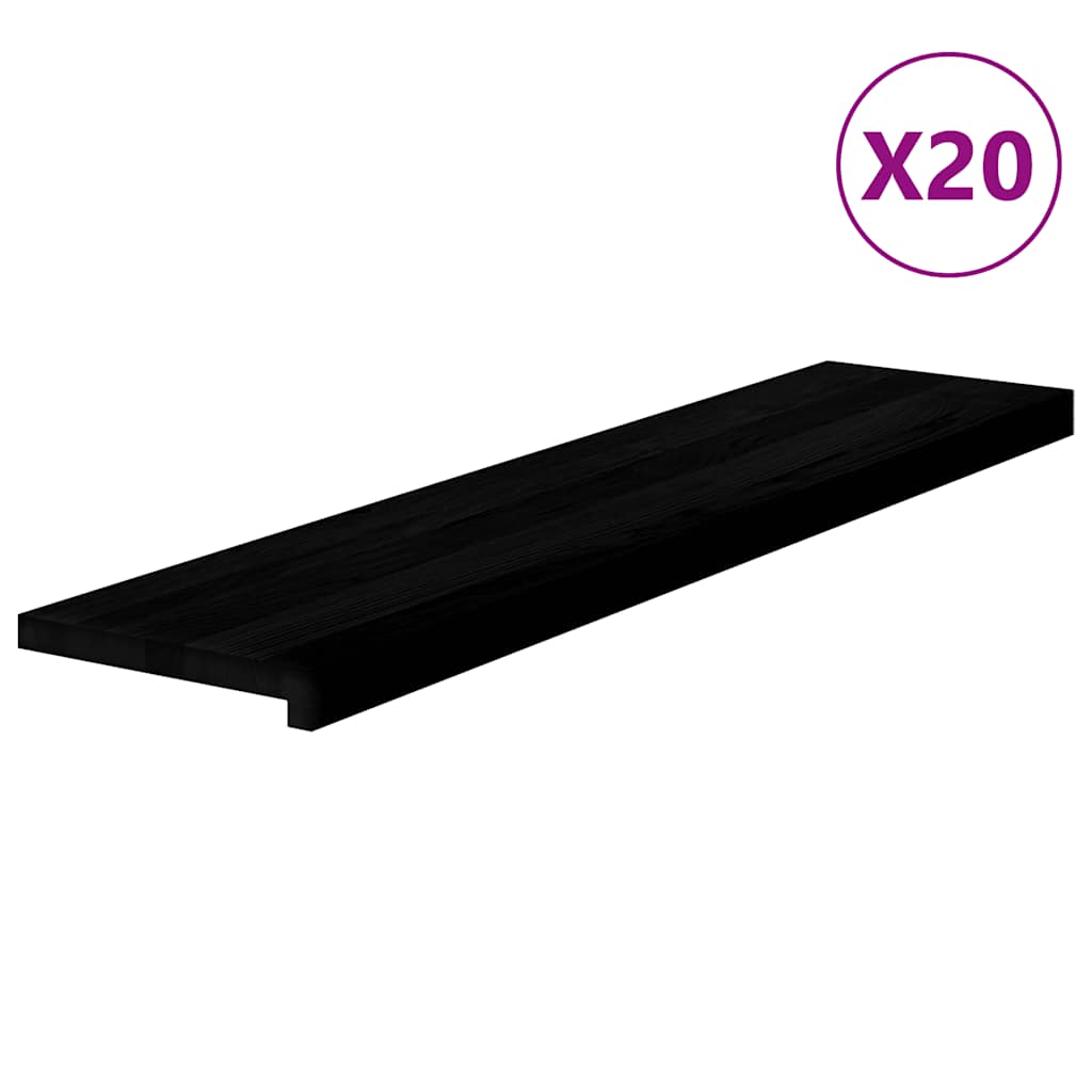 trappemåtter 20 stk. brunsort 110x25x2 cm massivt egetræ