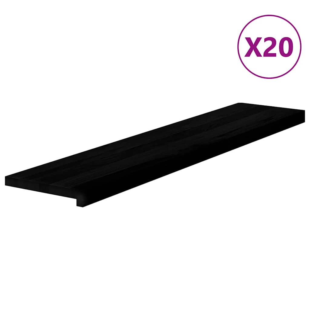 trappemåtter 20 stk. brunsort 120x25x2 cm massivt egetræ