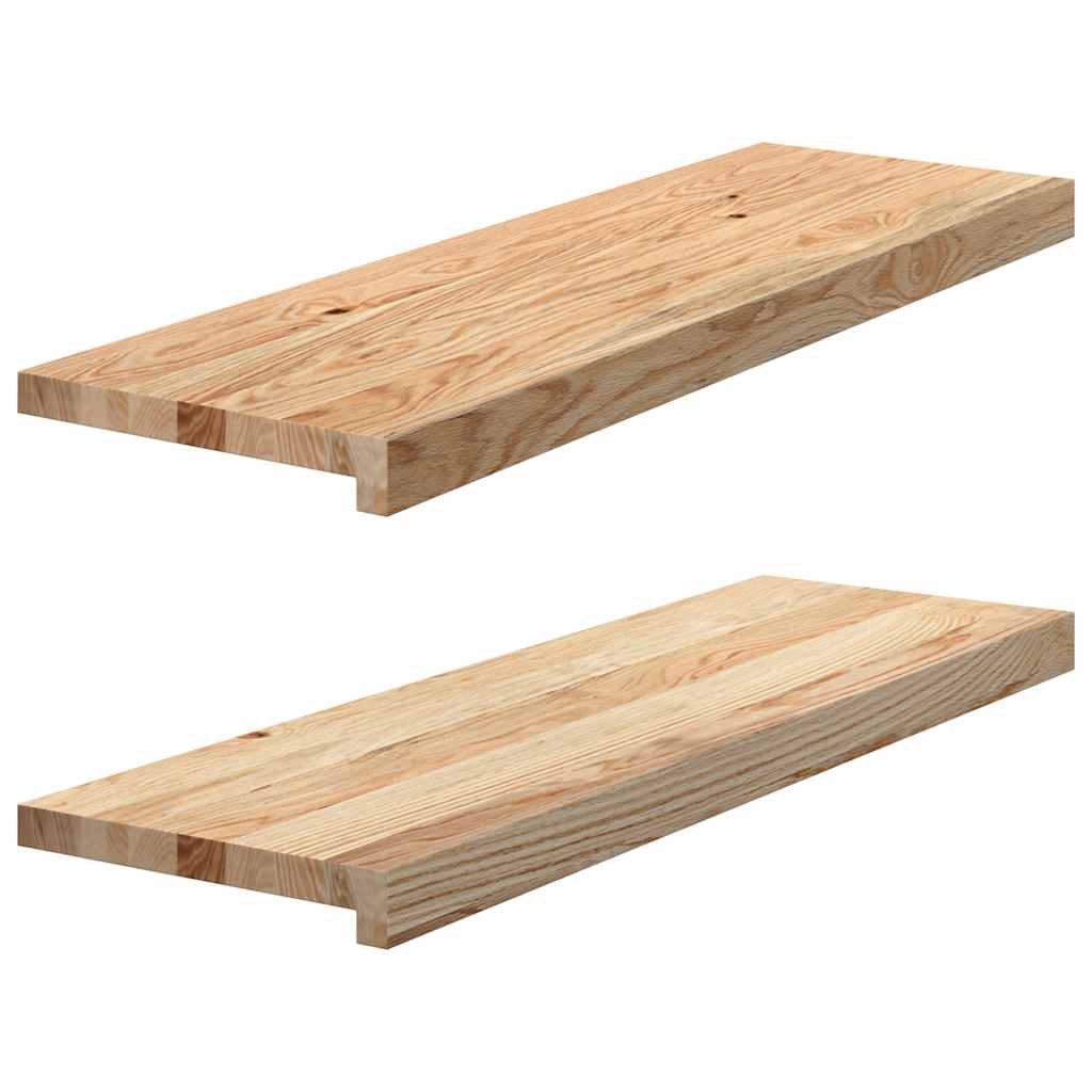 trappemåtter 2 stk ubehandlet 80x25x2 cm massivt egetræ