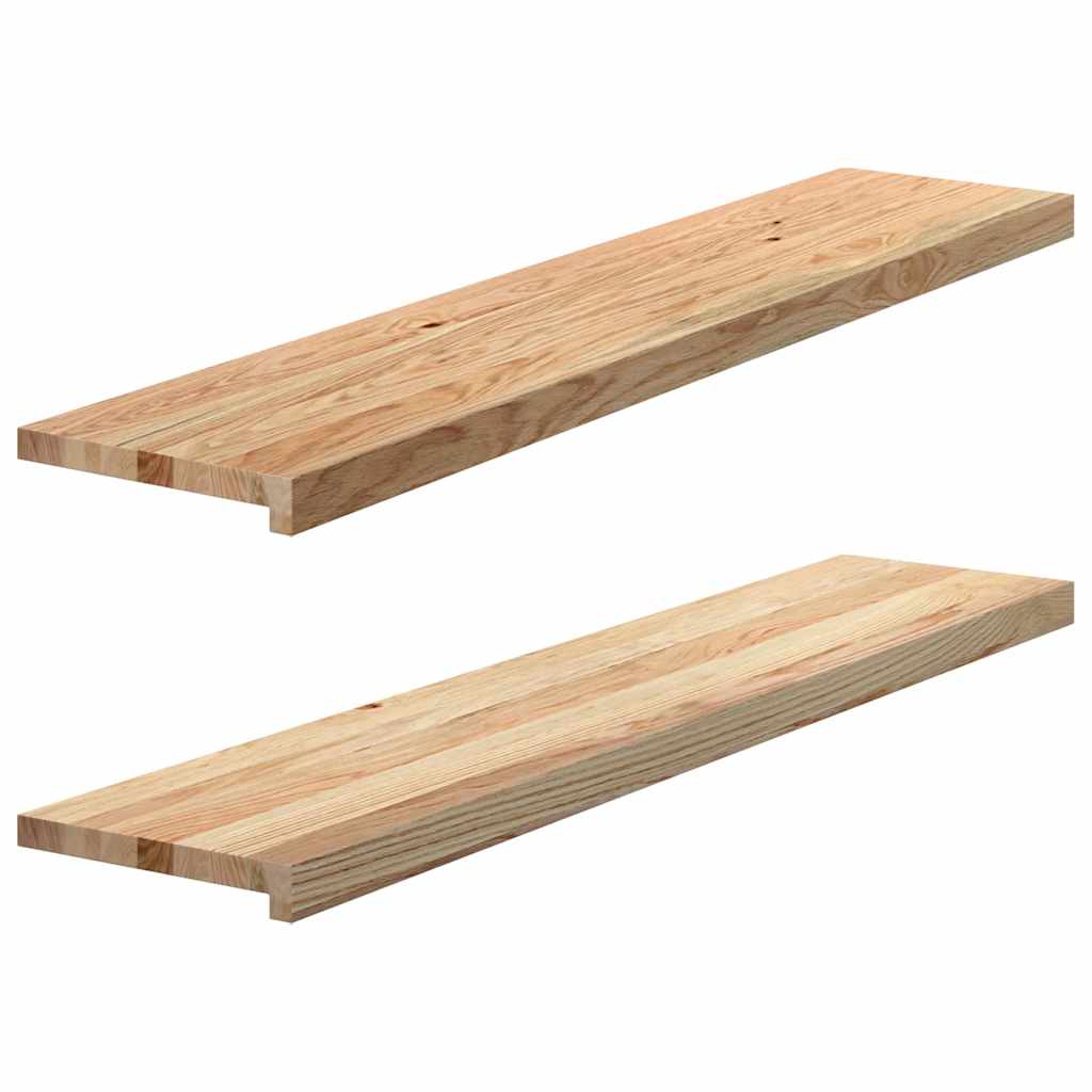 trappemåtter 2 stk ubehandlet 120x25x2 cm massivt egetræ