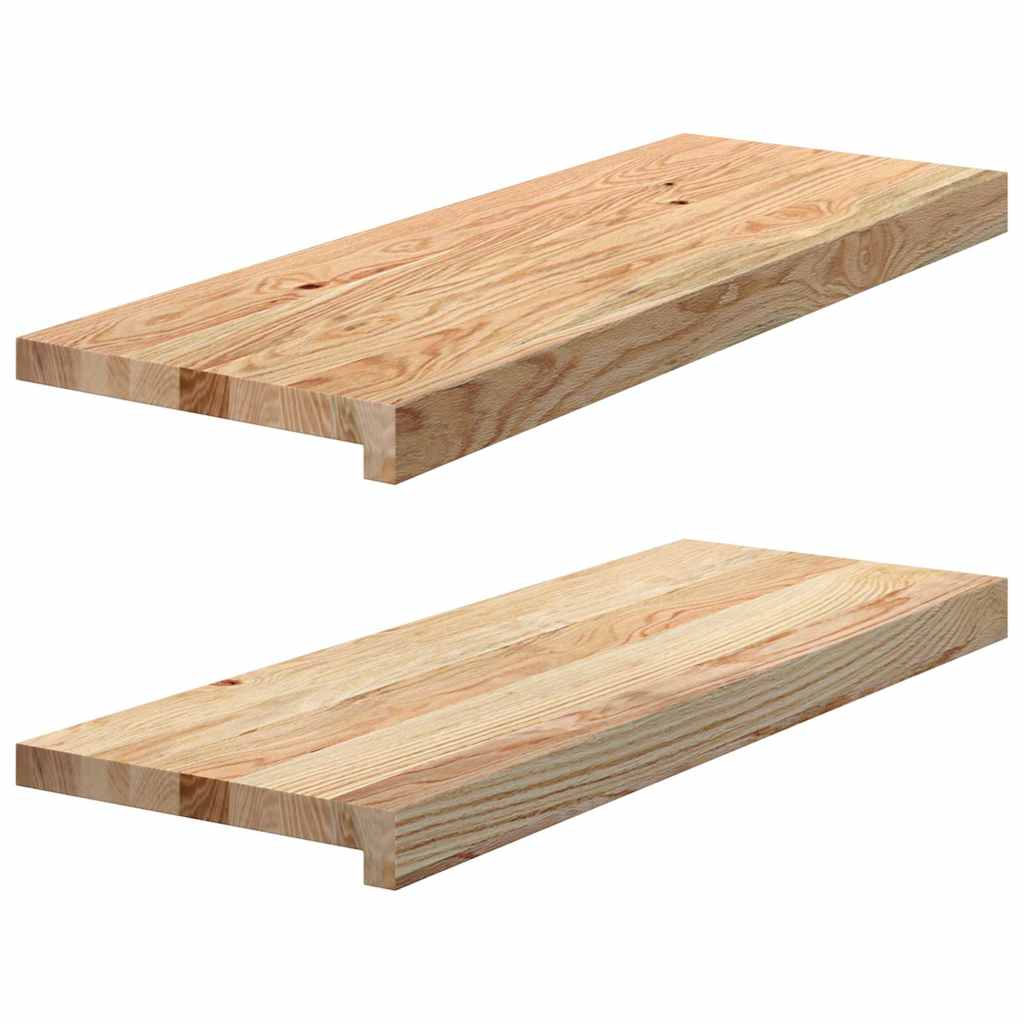 trappemåtter 2 stk ubehandlet 70x30x2 cm massivt egetræ