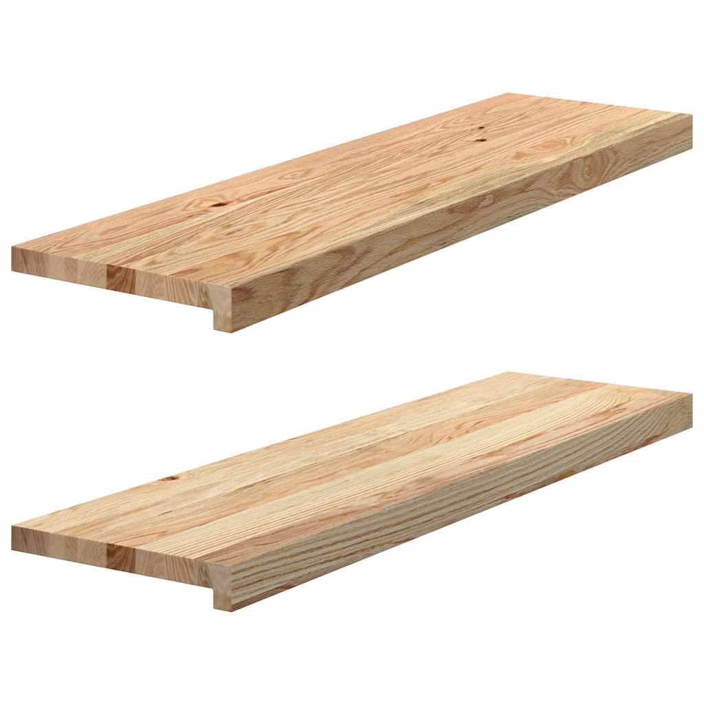 trappemåtter 2 stk ubehandlet 90x30x2 cm massivt egetræ