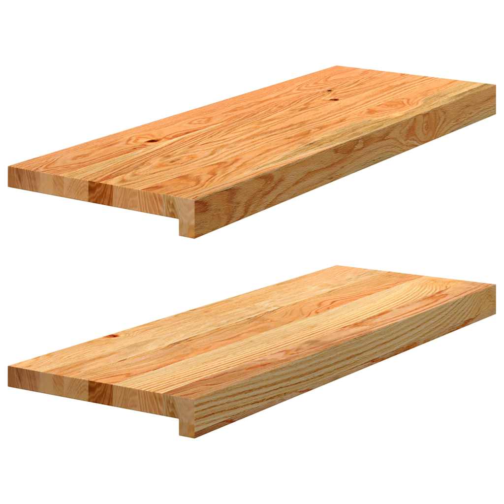trappemåtter 2 stk lysebrun 70x25x2 cm massivt egetræ