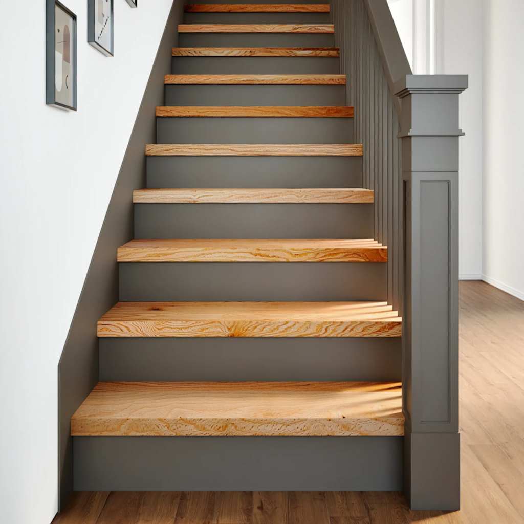 trappemåtter 2 stk lysebrun 70x25x2 cm massivt egetræ