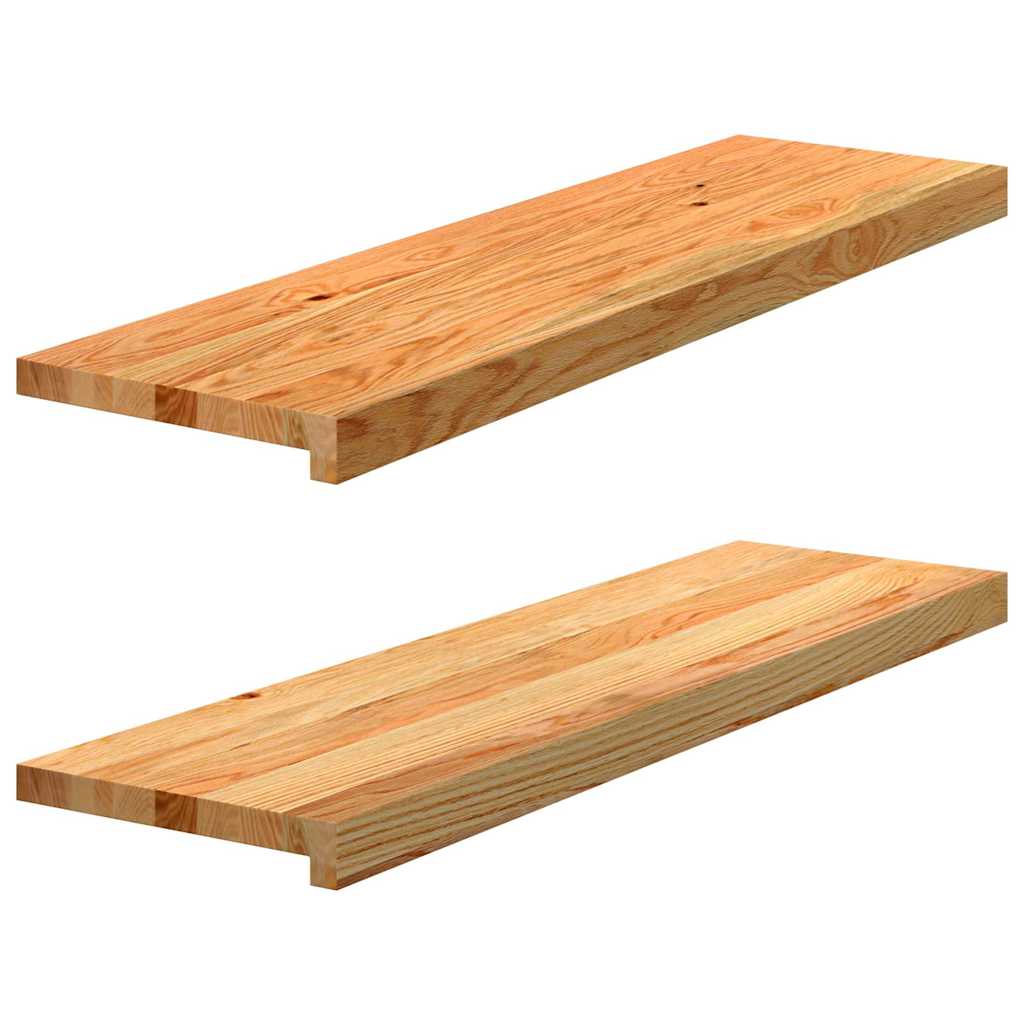 trappemåtter 2 stk lysebrun 90x25x2 cm massivt egetræ