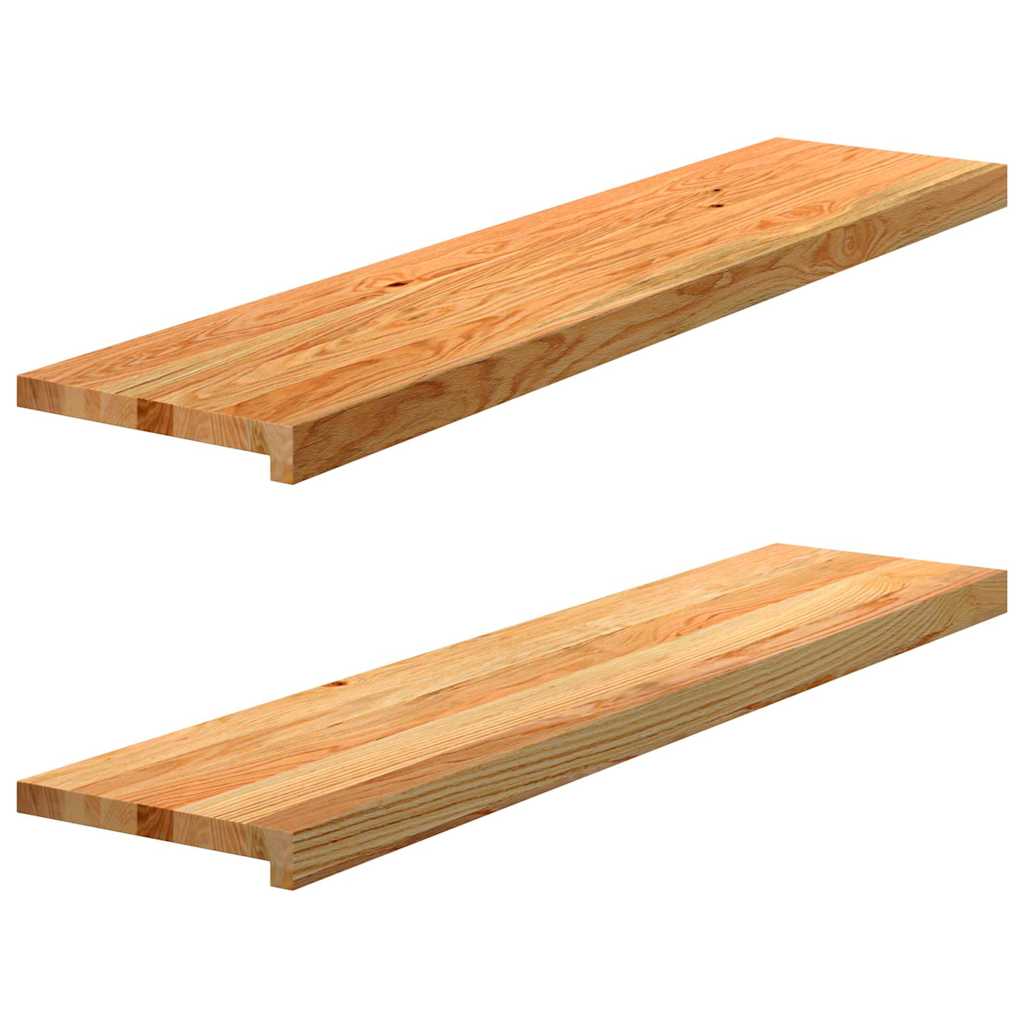 trappemåtter 2 stk lysebrun 110x25x2 cm massivt egetræ