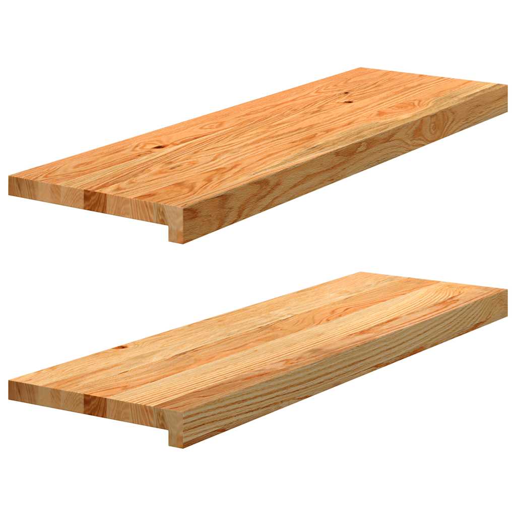 trappemåtter 2 stk lysebrun 80x30x2 cm massivt egetræ