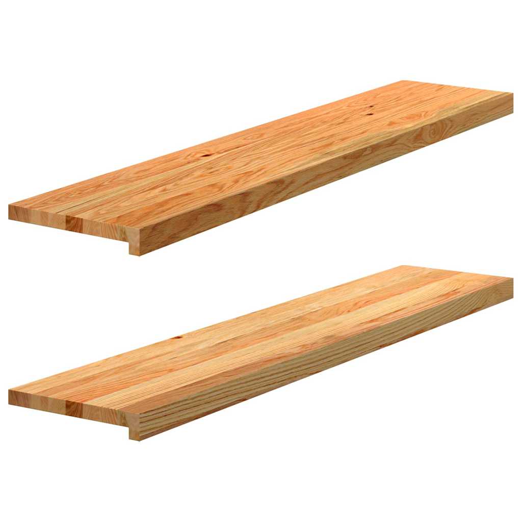 trappemåtter 2 stk lysebrun 120x30x2 cm massivt egetræ