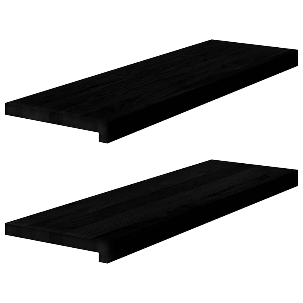 trappemåtter 2 stk. brunsort 80x25x2 cm massivt egetræ