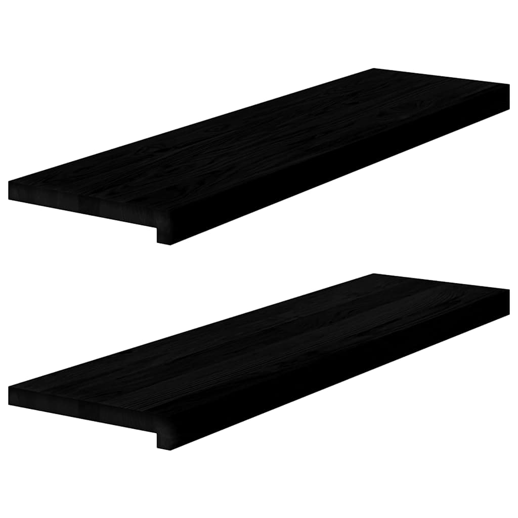 trappemåtter 2 stk. brunsort 90x25x2 cm massivt egetræ