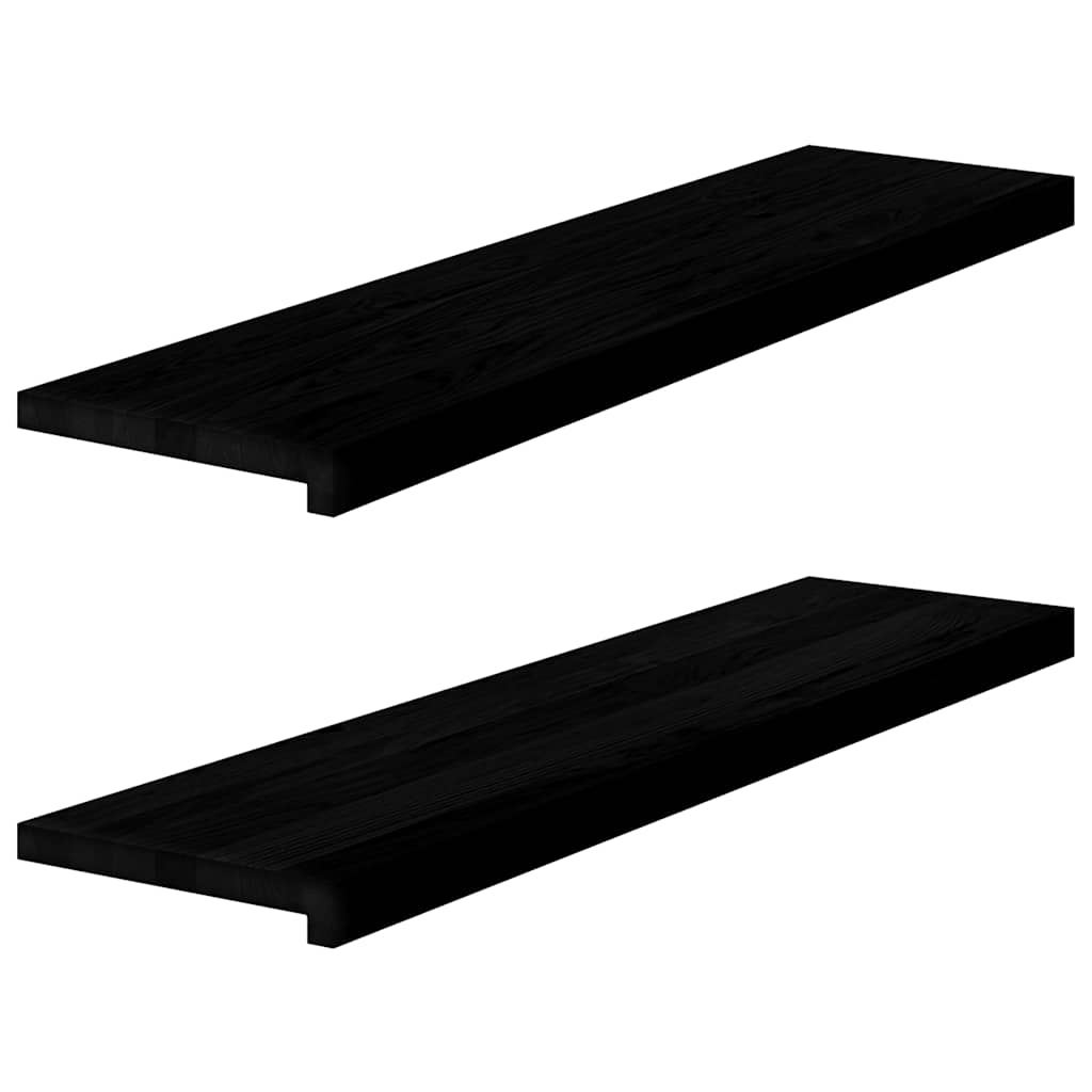 trappemåtter 2 stk. brunsort 100x25x2 cm massivt egetræ