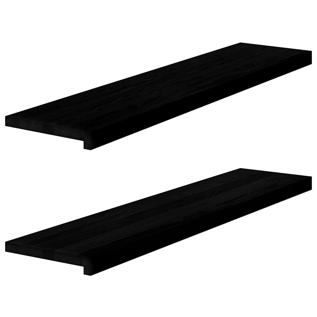 trappemåtter 2 stk. brunsort 110x25x2 cm massivt egetræ