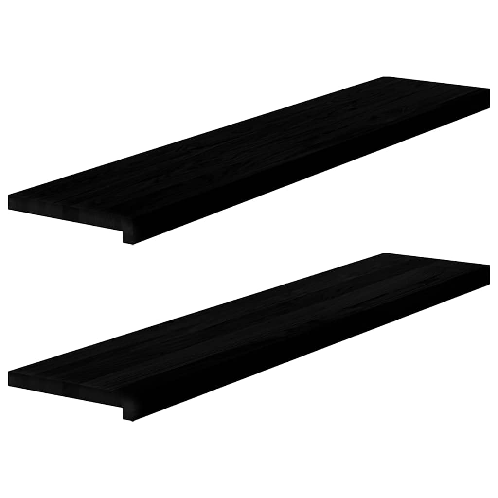 trappemåtter 2 stk. brunsort 120x25x2 cm massivt egetræ