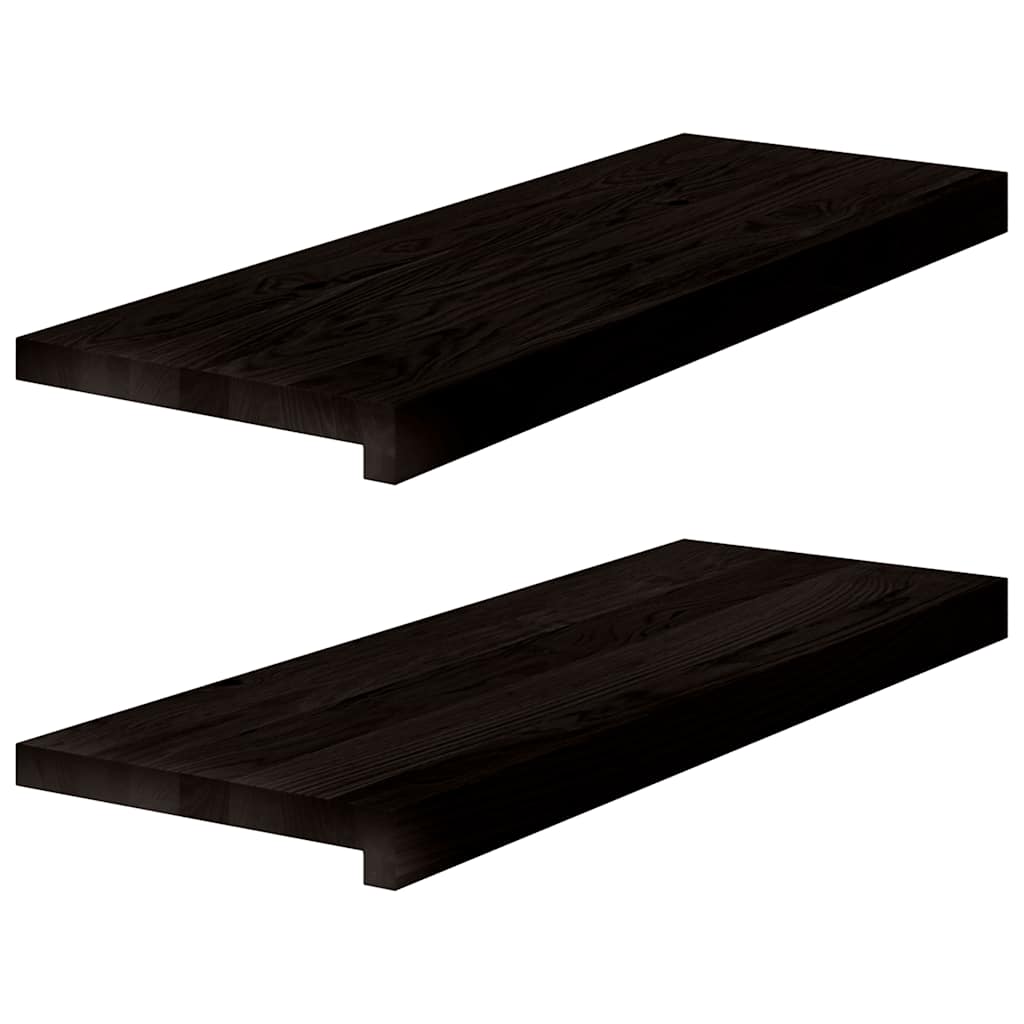 trappemåtter 2 stk. brunsort 70x30x2 cm massivt egetræ