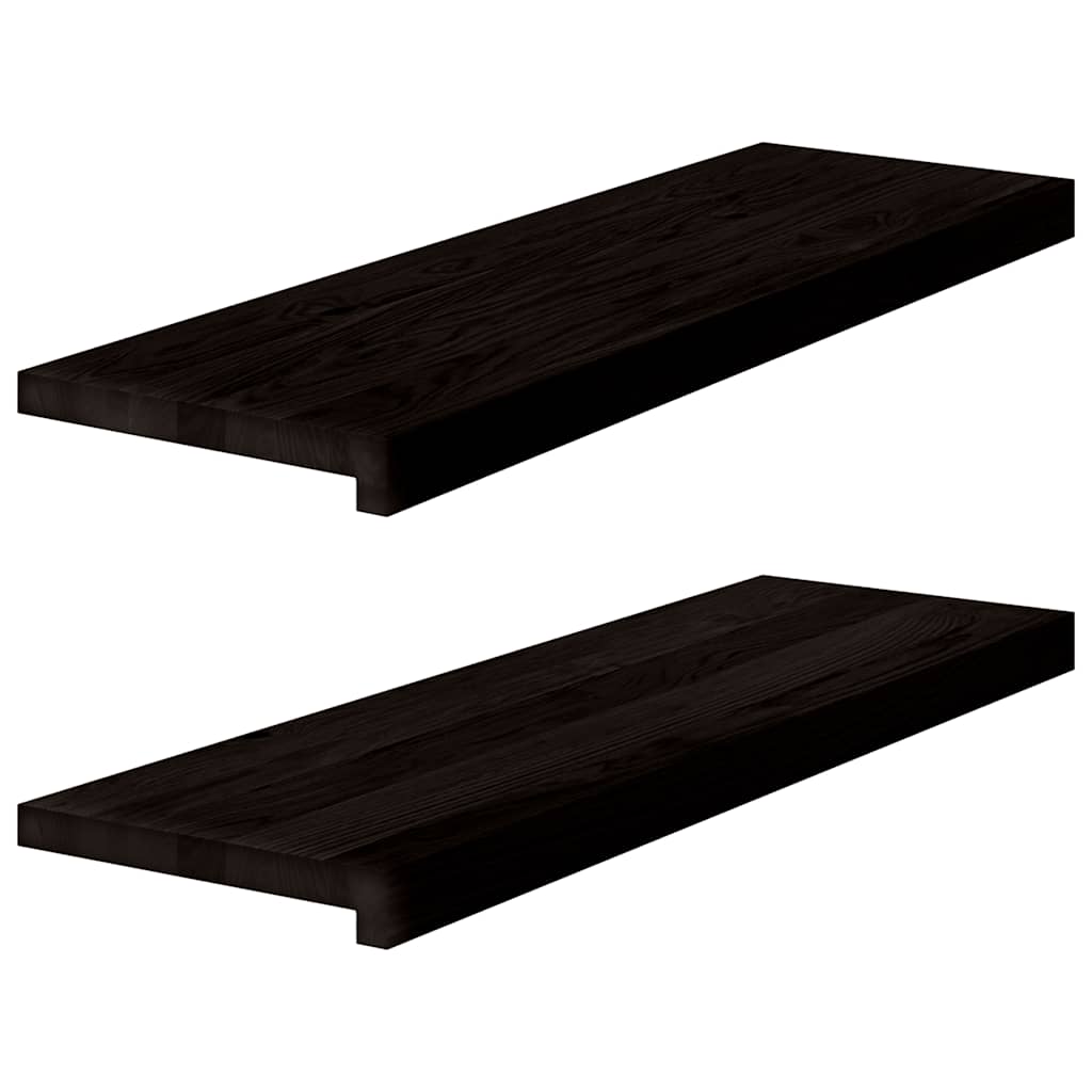 trappemåtter 2 stk. brunsort 80x30x2 cm massivt egetræ