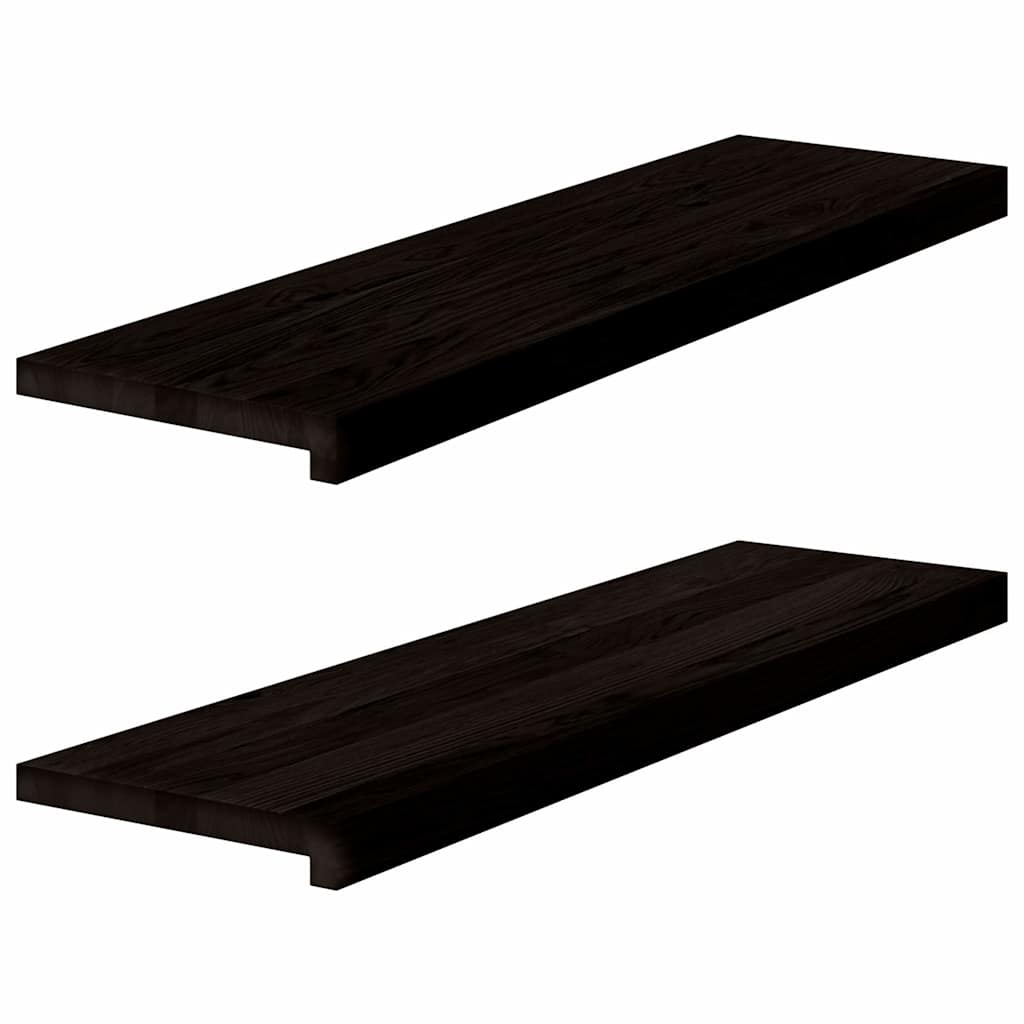 trappemåtter 2 stk. brunsort 90x30x2 cm massivt egetræ