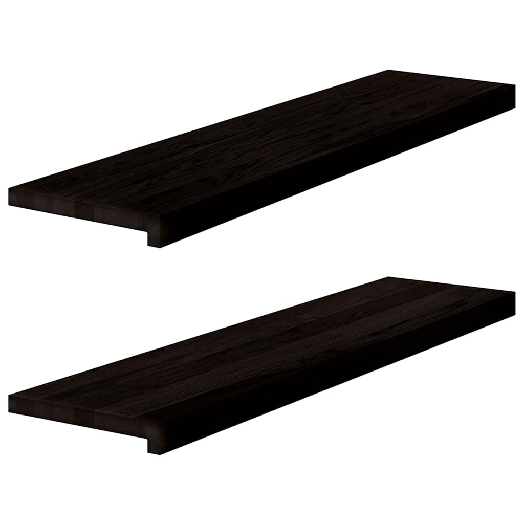 trappemåtter 2 stk. brunsort 100x30x2 cm massivt egetræ