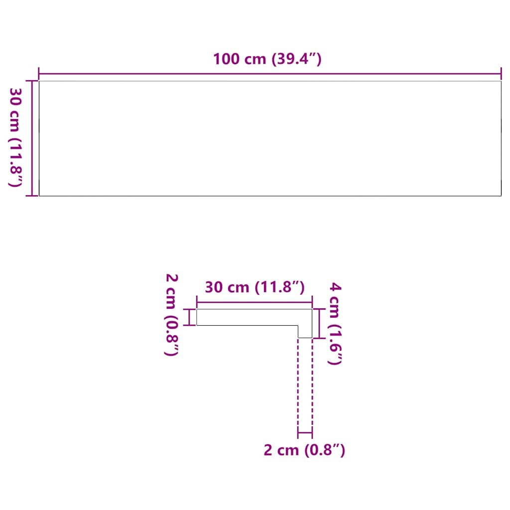 trappemåtter 2 stk. brunsort 100x30x2 cm massivt egetræ