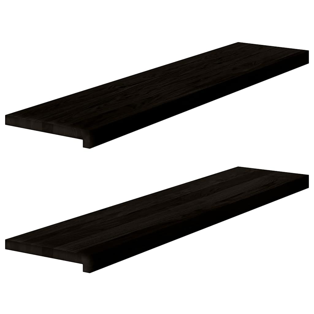 trappemåtter 2 stk. brunsort 110x30x2 cm massivt egetræ