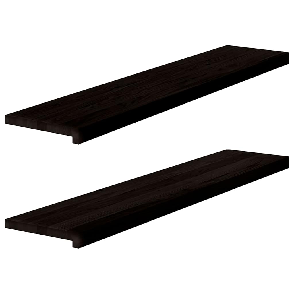 trappemåtter 2 stk. brunsort 120x30x2 cm massivt egetræ