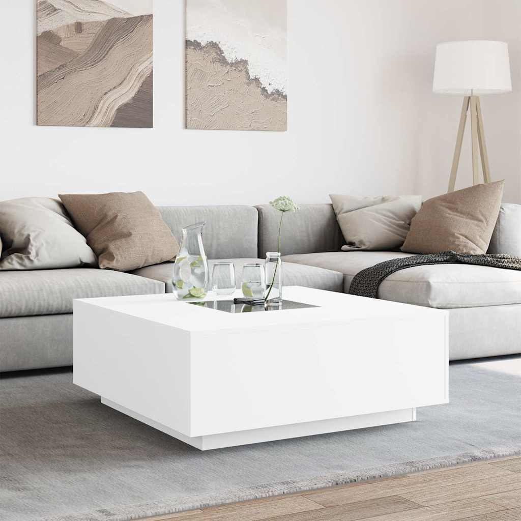 sofabord med Infinity LED-lys 100x100x40 cm hvid