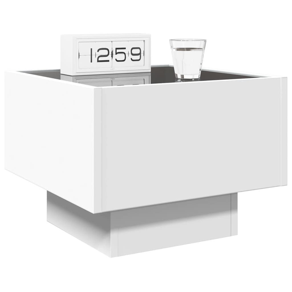 sengebord med Infinity LED-lys 40x40x30 cm hvid