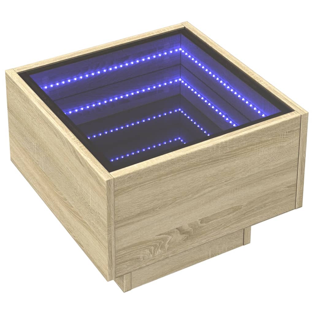 sengebord med Infinity LED-lys 40x40x30 cm sonoma-eg