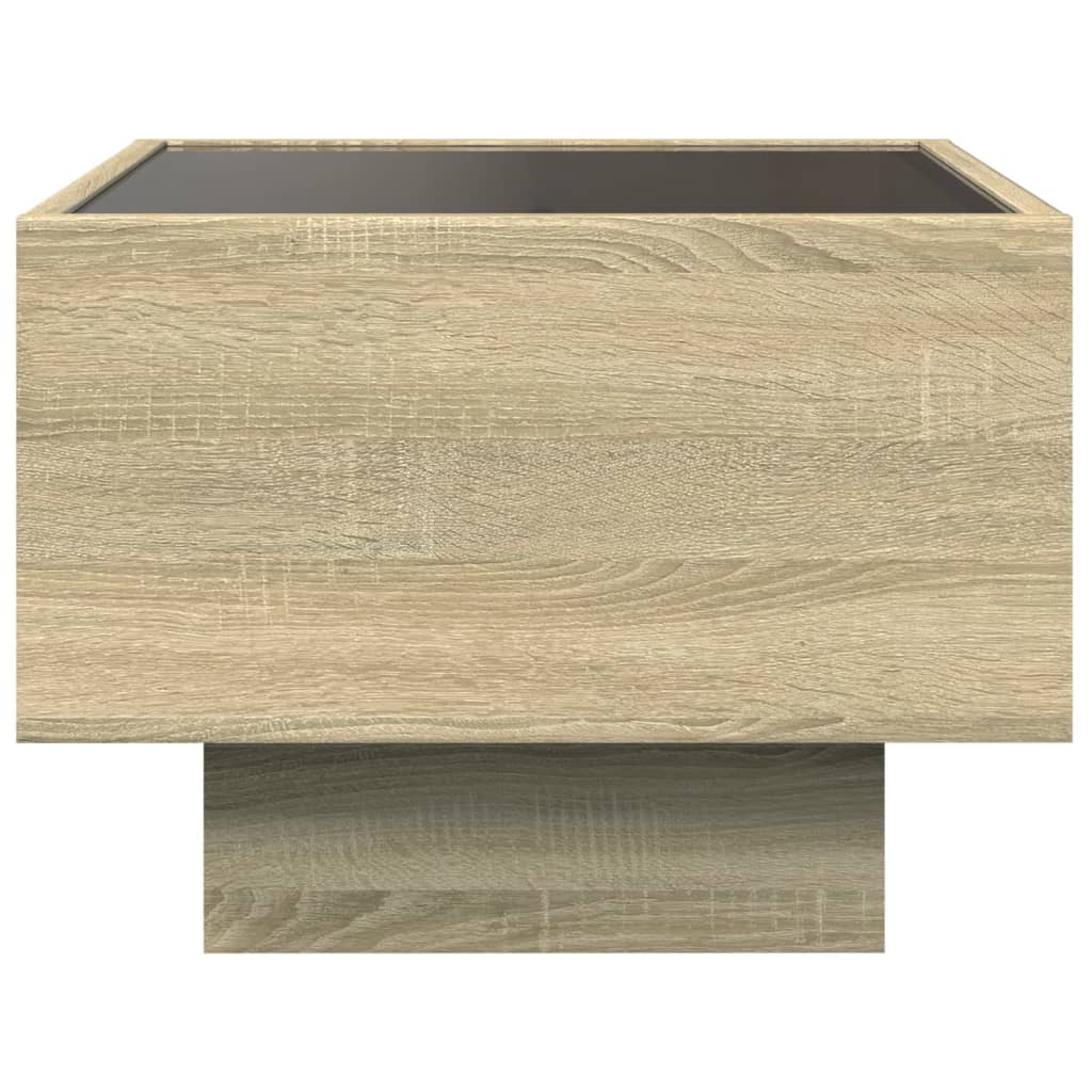 sengebord med Infinity LED-lys 40x40x30 cm sonoma-eg