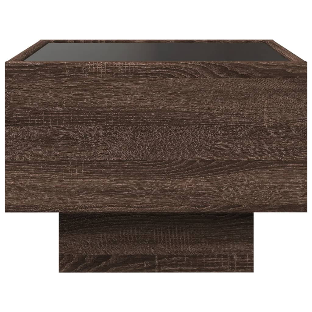 sengebord med Infinity LED-lys 40x40x30 cm brun egetræsfarve
