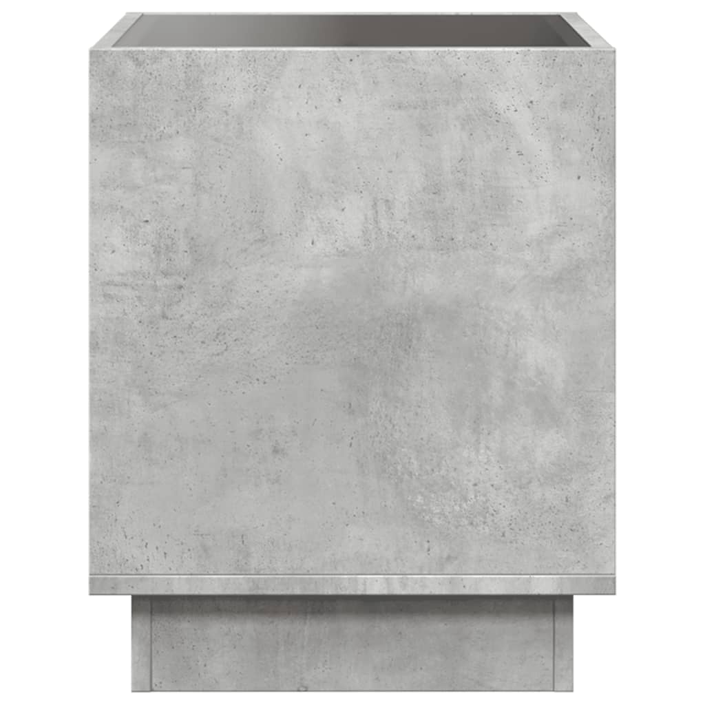 sengebord med Infinity LED-lys 40x40x50 cm betongrå
