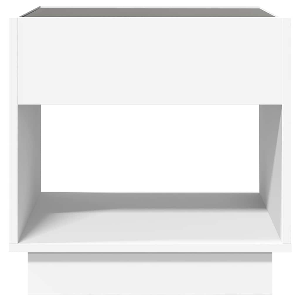 sengebord med Infinity LED-lys 50x50x50 cm hvid