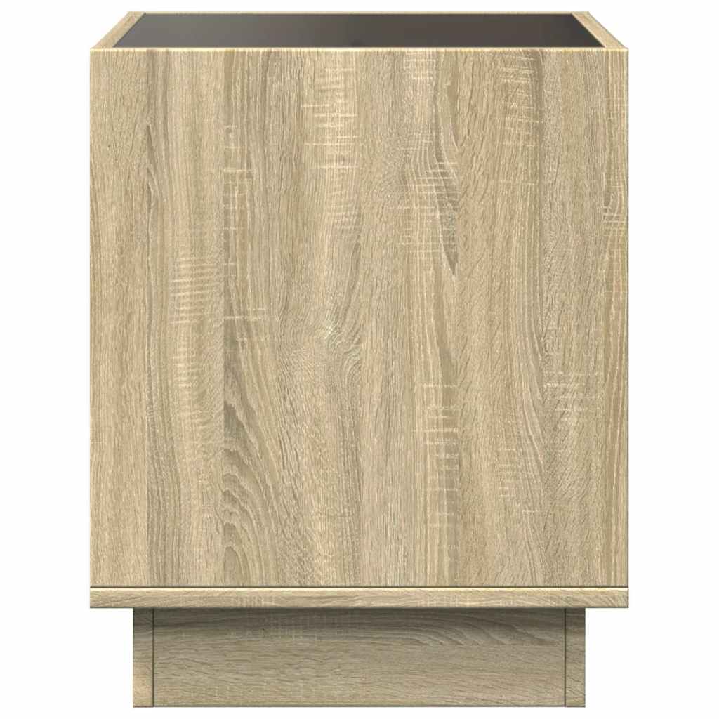 sengebord med Infinity LED-lys 50x50x50 cm sonoma-eg