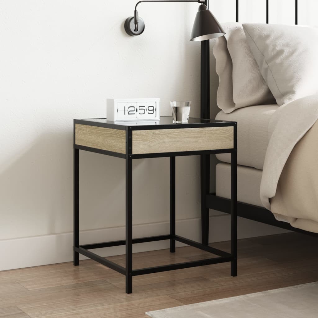 sengebord med Infinity LED-lys 40x40x51 cm sonoma-eg