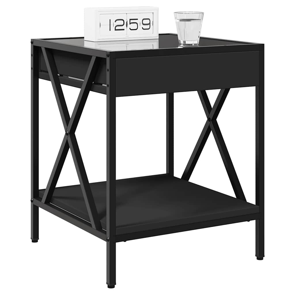 sengebord med Infinity LED-lys 40x40x49 cm sort
