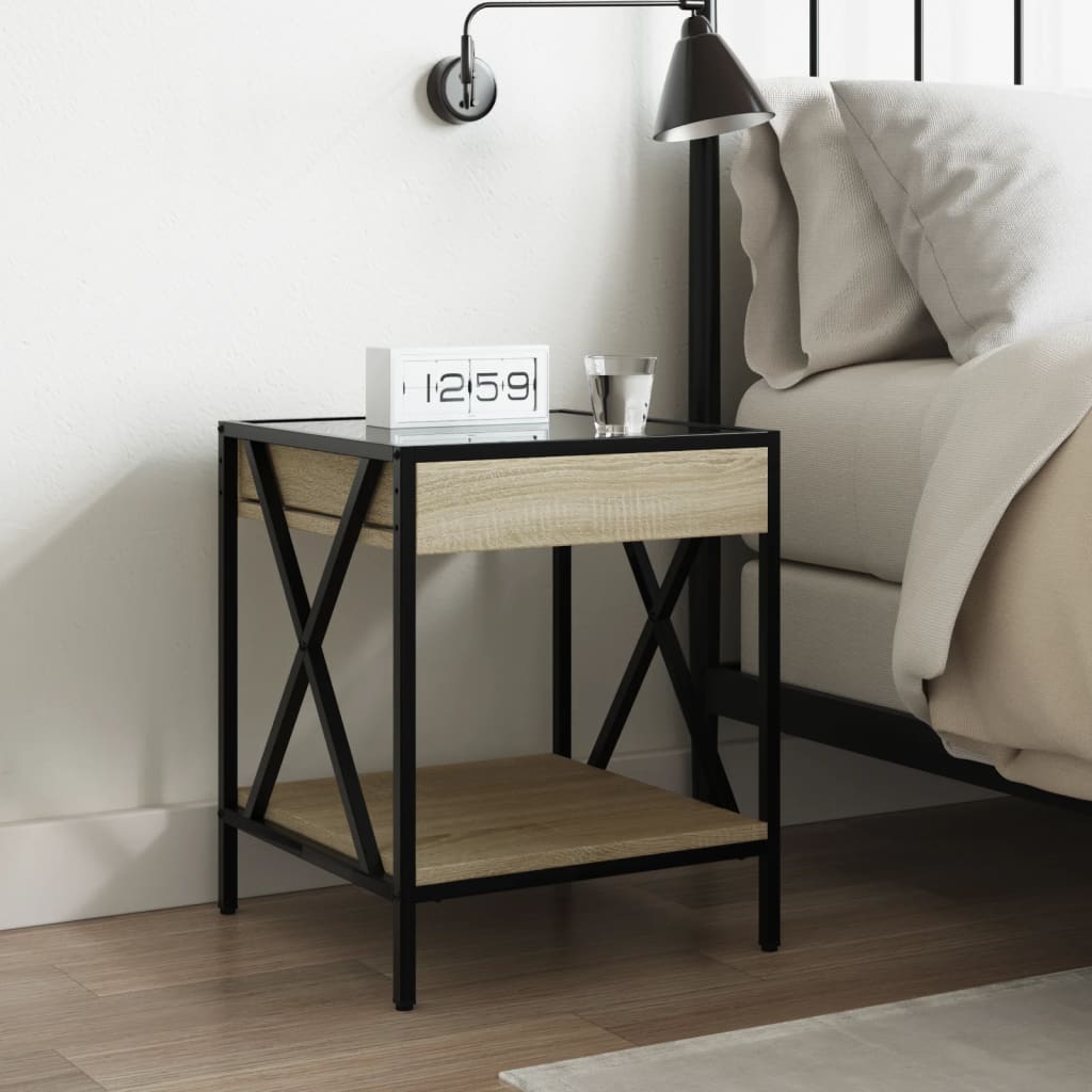 sengebord med Infinity LED-lys 40x40x49 cm sonoma-eg