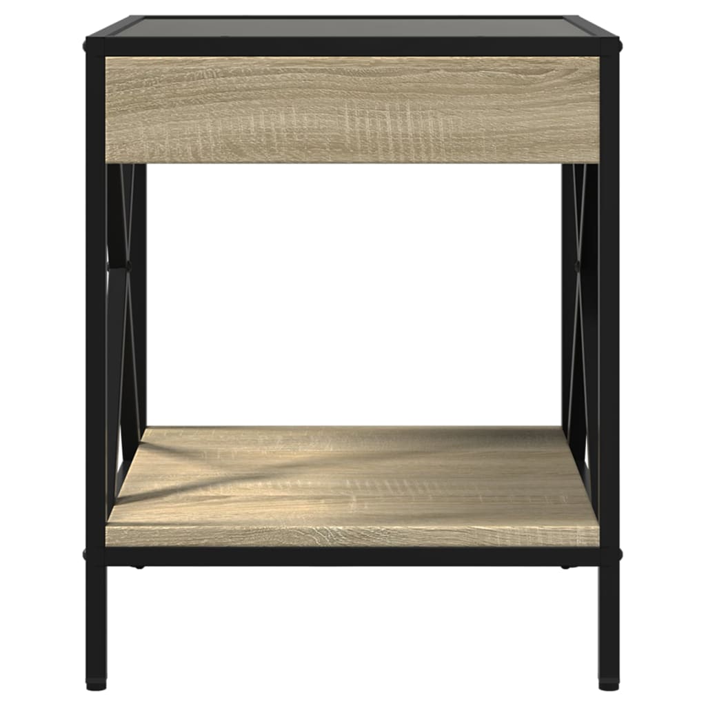 sengebord med Infinity LED-lys 40x40x49 cm sonoma-eg