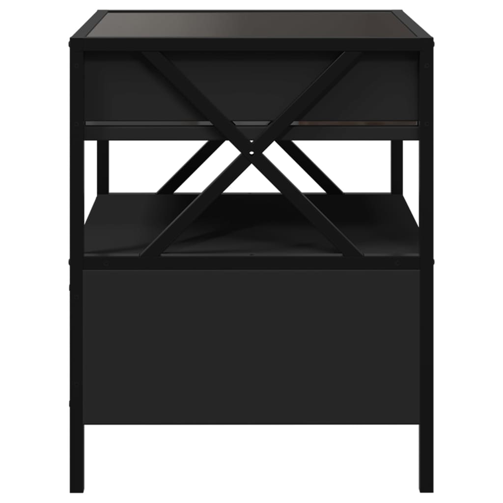sengebord med Infinity LED-lys 40x40x51 cm sort