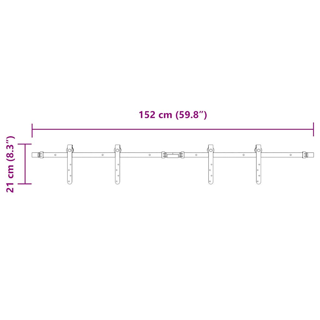 skydelågesæt til skabe kulstofstål 152 cm