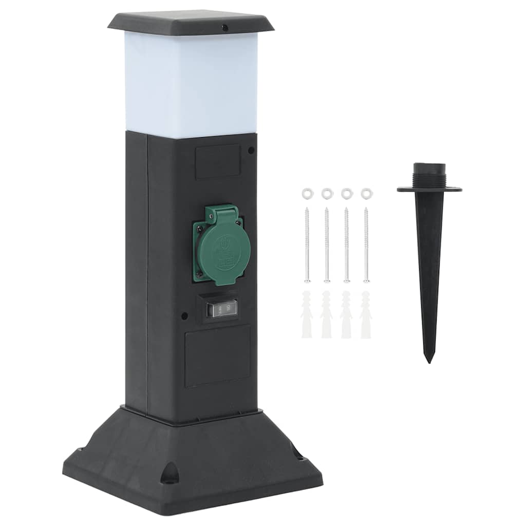 udendørs søjle med stikkontakter og lampe + spyd 16x16x39,5 cm