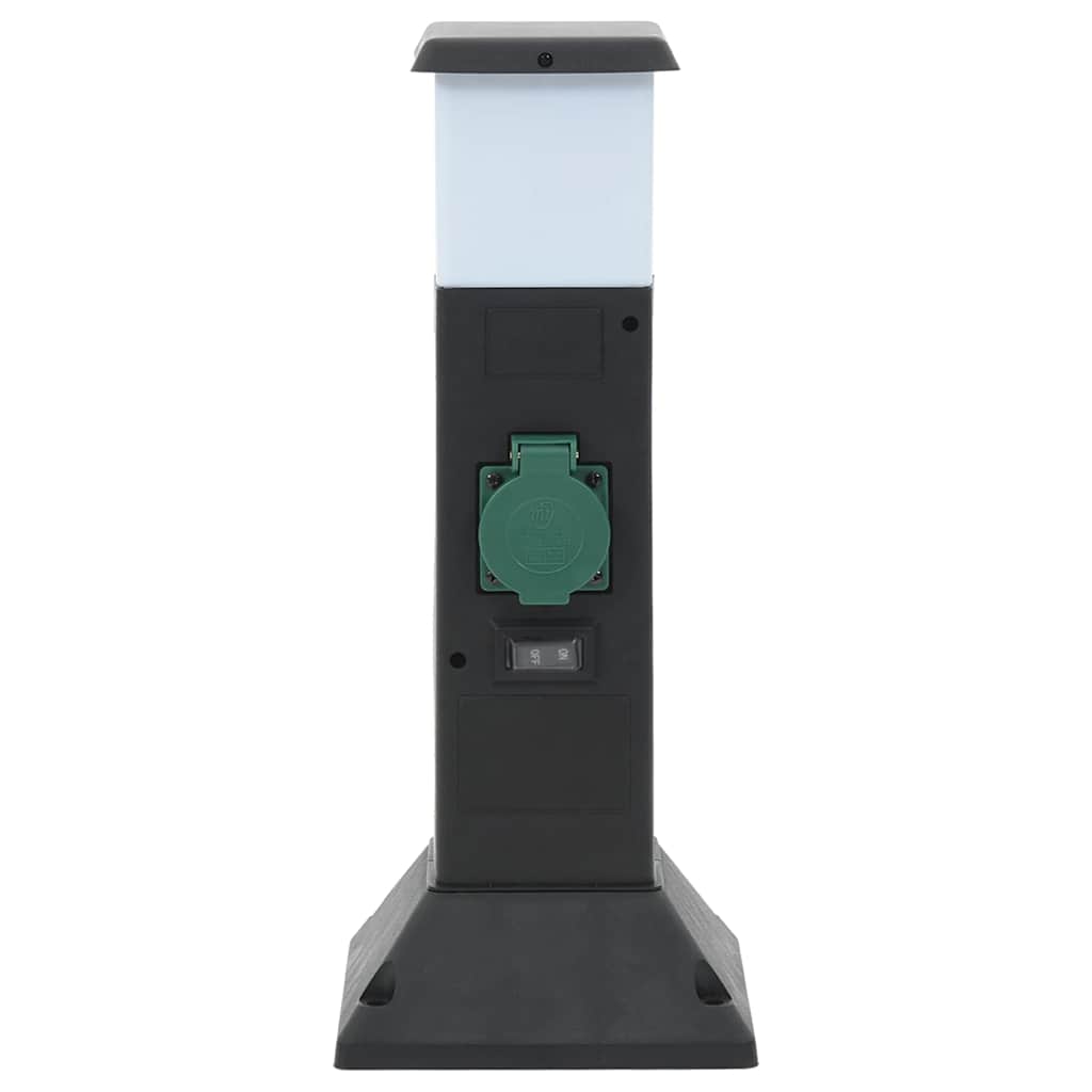 udendørs søjle med stikkontakter og lampe + spyd 16x16x39,5 cm