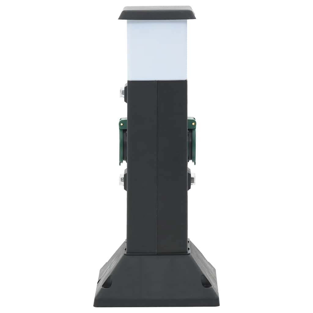 udendørs søjle med stikkontakter og lampe + spyd 16x16x39,5 cm