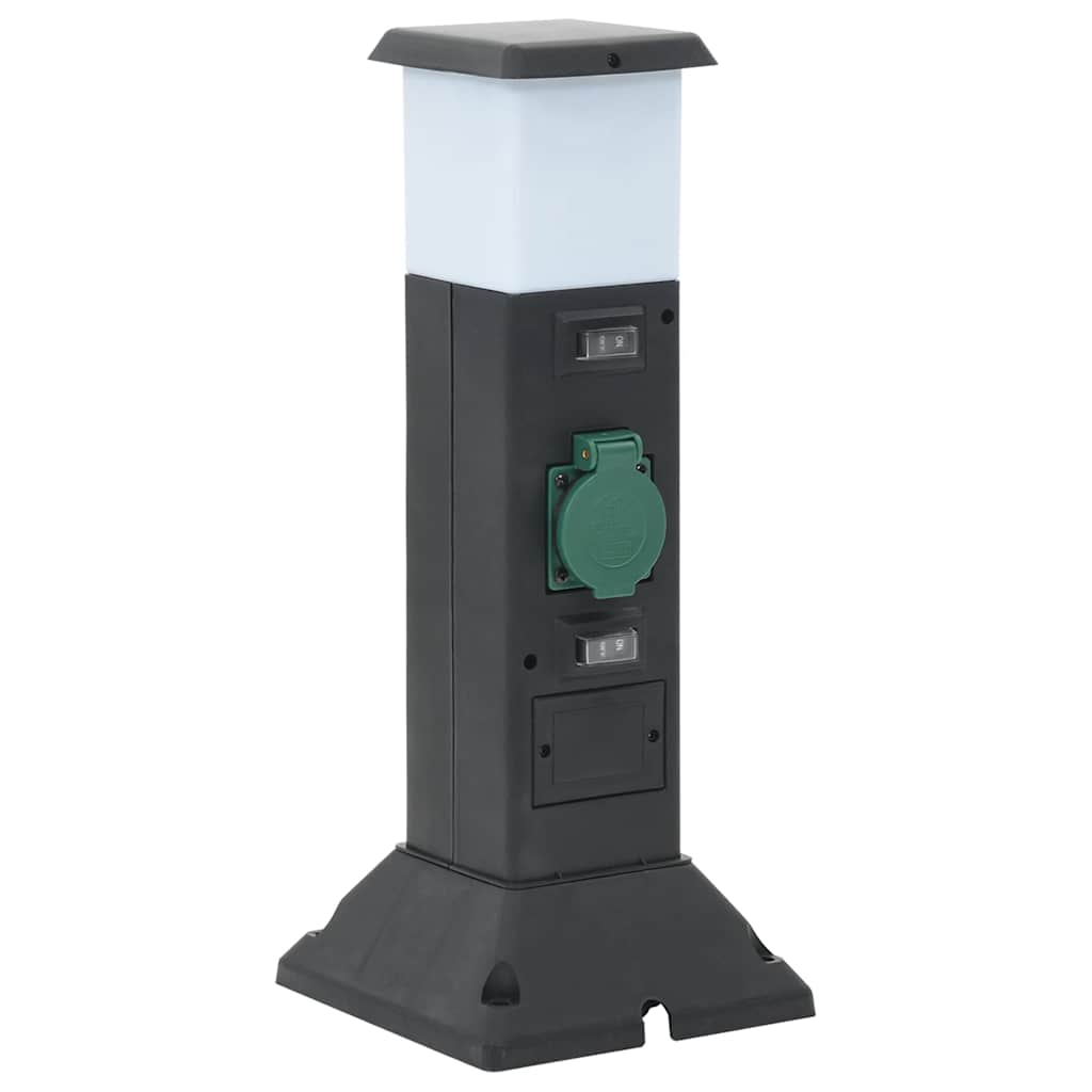 udendørs søjle med stikkontakter og lampe + spyd 16x16x39,5 cm