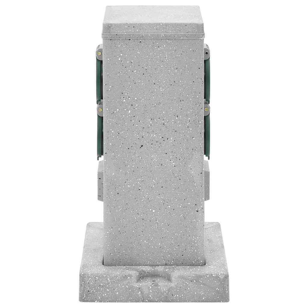 udendørs strømforsyning 4-vejs m.spyd stenlook grå 16x16x29,5cm
