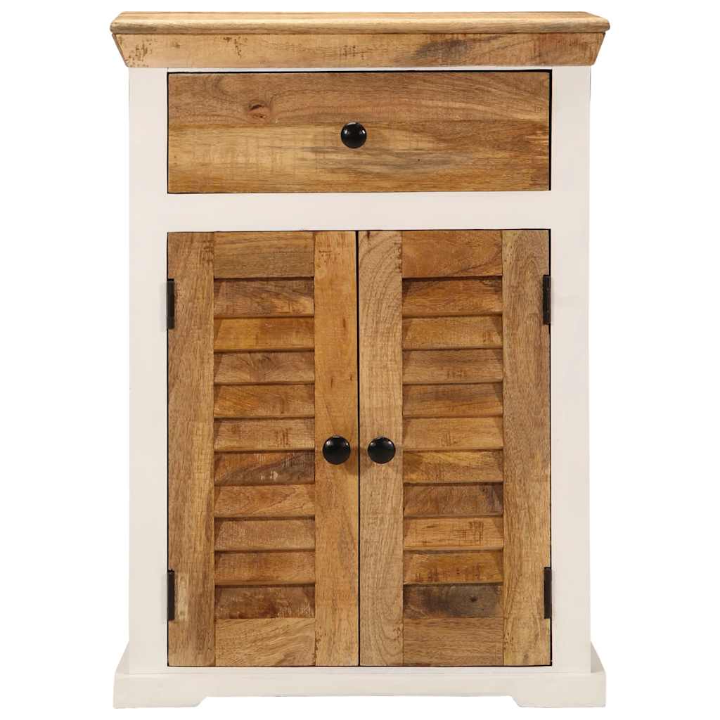 skænk 55x30x73 cm massivt ru mangotræ hvid og brun