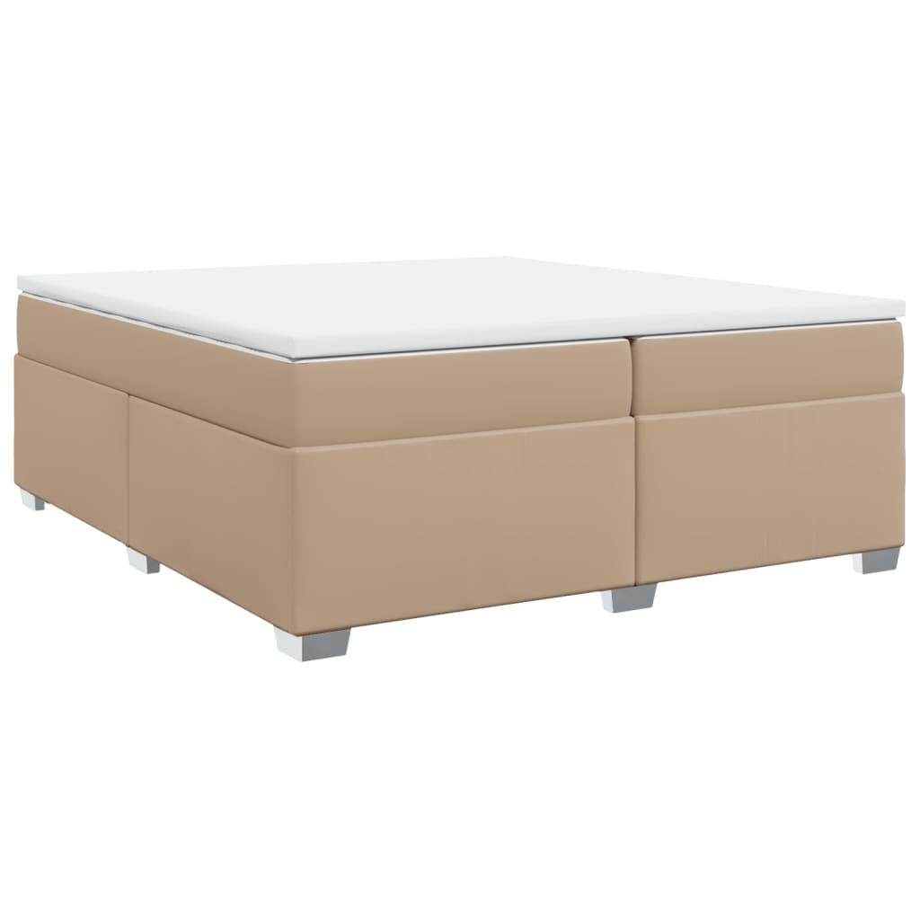 kontinentalseng 200x200 cm kunstlæder cappuccinofarvet