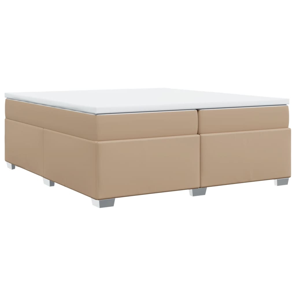 kontinentalseng 200x200 cm kunstlæder cappuccinofarvet