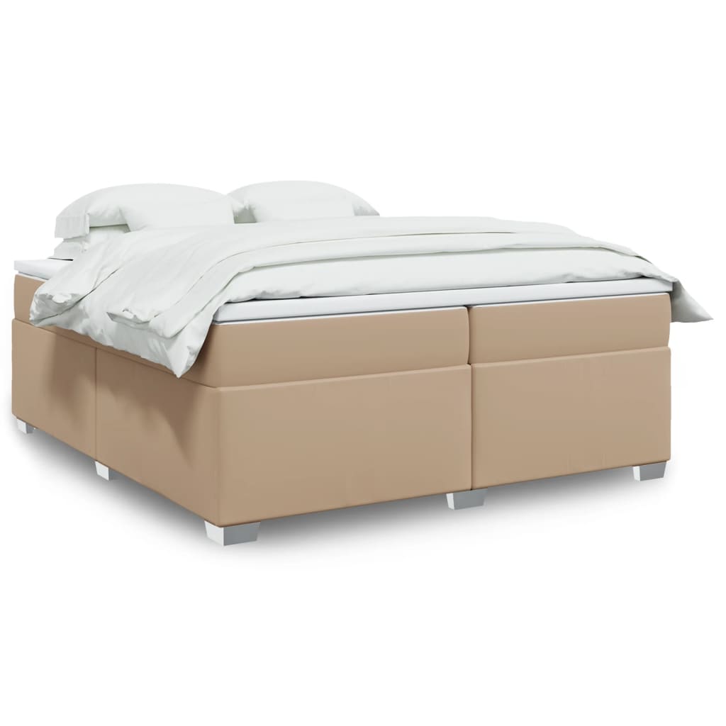 kontinentalseng 200x200 cm kunstlæder cappuccinofarvet